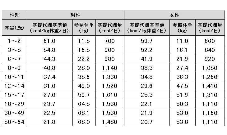 年代別基礎代謝量　②加齢による基礎代謝の減少　１１．内臓脂肪とグネチンC