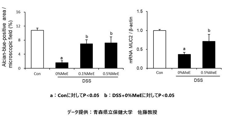 メリンジョにより回復したムチン層の面積とmMUC2